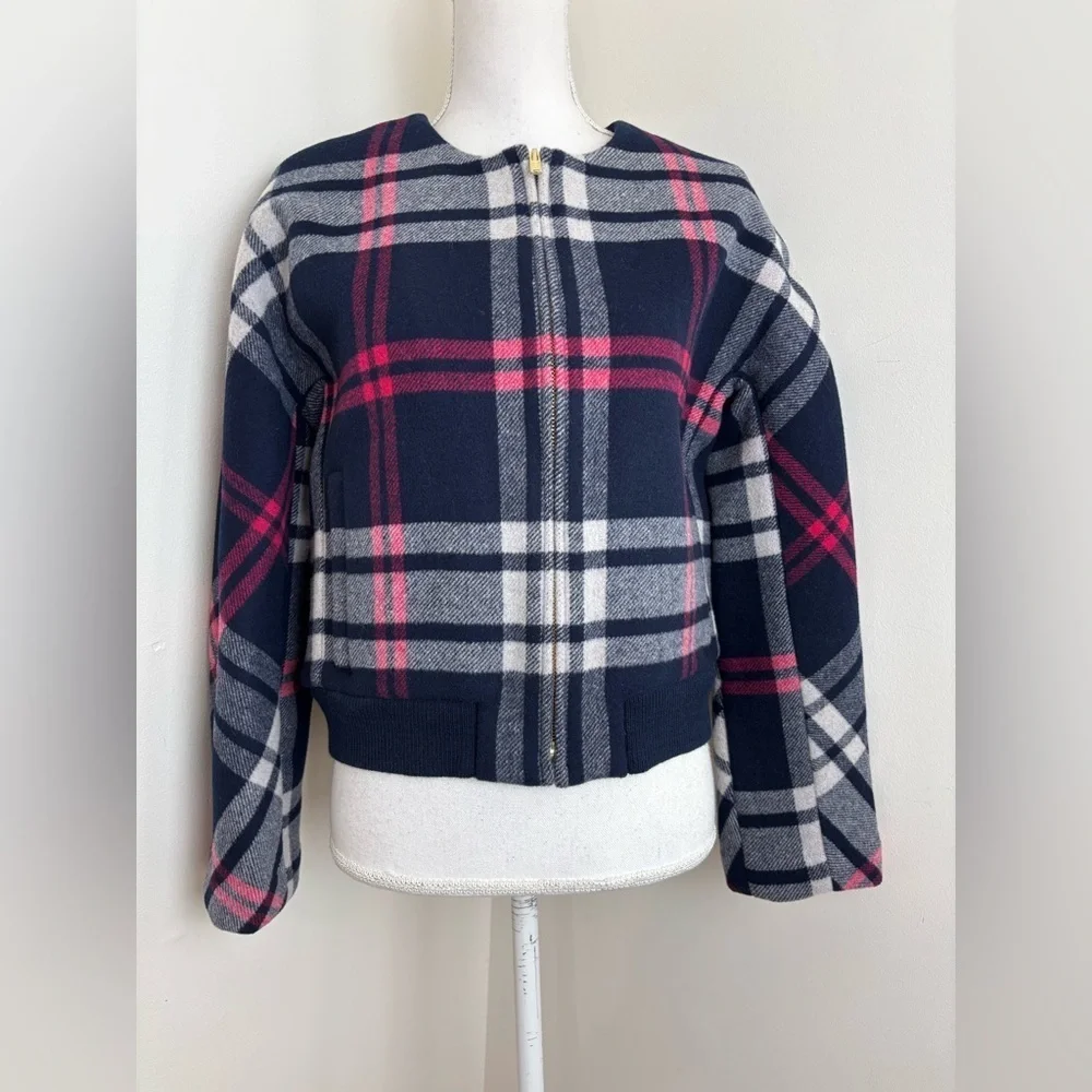 J. Crew Wool Plaid Bomber Jacket Size Small